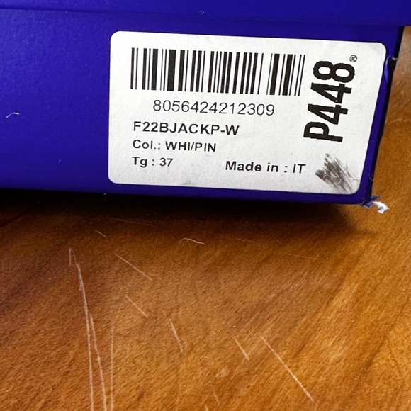 P448 Jack Platform SZ 37EU Pink & White‎ Leather Sneakers NWB - Picture 8 of 11